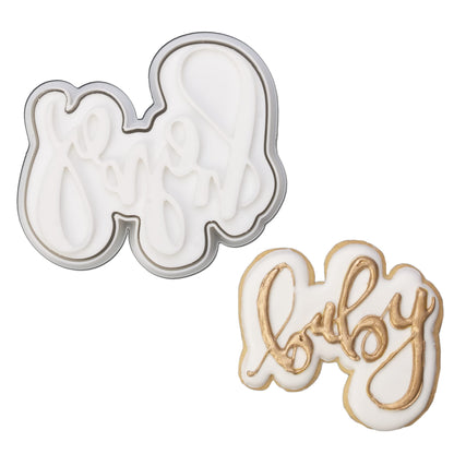 Mostop 3D Cookie Cutter with Baby Letter Stampers Baby Shower Cake Mold Fondant Decorating Tools DIY Mold for Sugar Craft Baking Mould Kids' Birthday Party Kitchen Tools