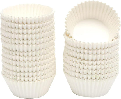 Qiqee 600pcs White Cupcake Liners - Food Grade Baking Cups for Muffins | Standard Size, No Smell