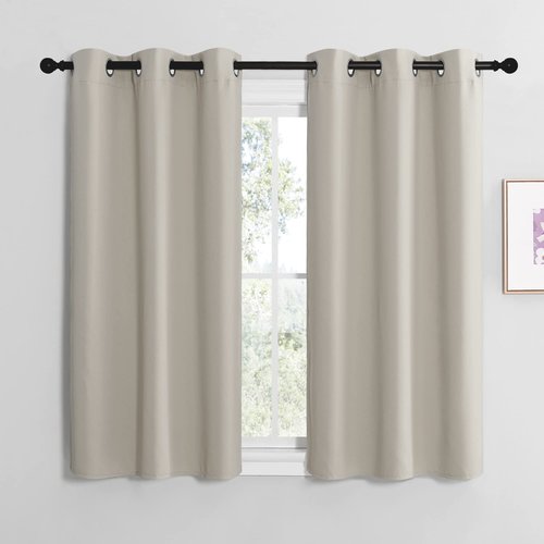 NICETOWN Kitchen Curtains for Decoration, Thermal Insulated Grommet Room Darkening Draperies/Panels for Laundry (Natural, 2 Panels, W42 x L50 inches)