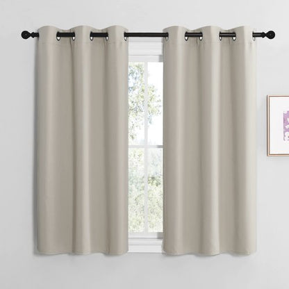 NICETOWN Kitchen Curtains for Decoration, Thermal Insulated Grommet Room Darkening Draperies/Panels for Laundry (Natural, 2 Panels, W42 x L50 inches)