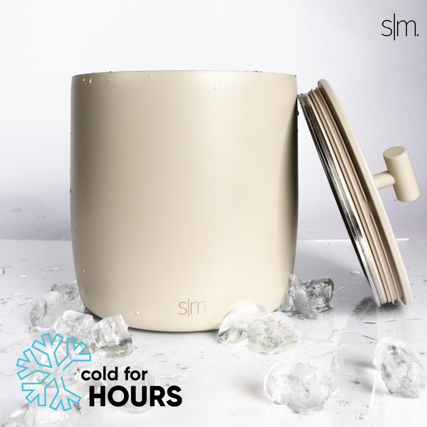 Simple Modern Vacuum Insulated Ice Bucket with Lid and Scoop | for Cocktail, Champagne, Wine, Beer, & Hosting | Stainless Steel 100oz Capacity for Large Parties | Rocks Collection | Almond Birch