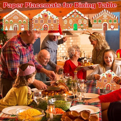 Christmas Gingerbread House Disposable Paper Placemats - 36 Pack
