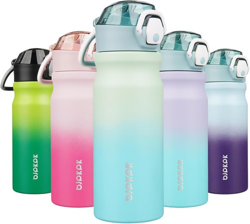 BJPKPK Insulated Water Bottle - 18oz Stainless Steel Flask with Straw & Carry Handle | Mint Color