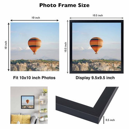 JCJMY 10x10 Picture Frame for Wall, Wall Hanging Horizontally or Vertically, 10 x 10 Square Wall Gallery Poster Photo Frame with Durable Shatter Resistant Plexiglass, Black