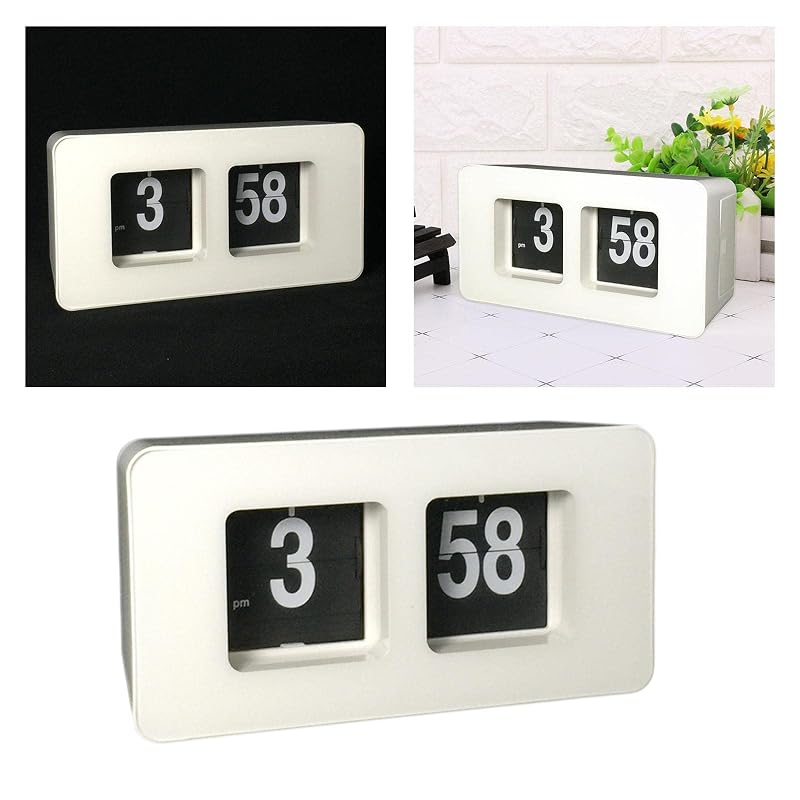 Flip Clock Desk & Shelf Clock - Retro Black, USB-Free Powered, Quiet Living Room Décor
