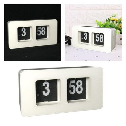 Flip Clock Desk & Shelf Clock - Retro Black, USB-Free Powered, Quiet Living Room Décor