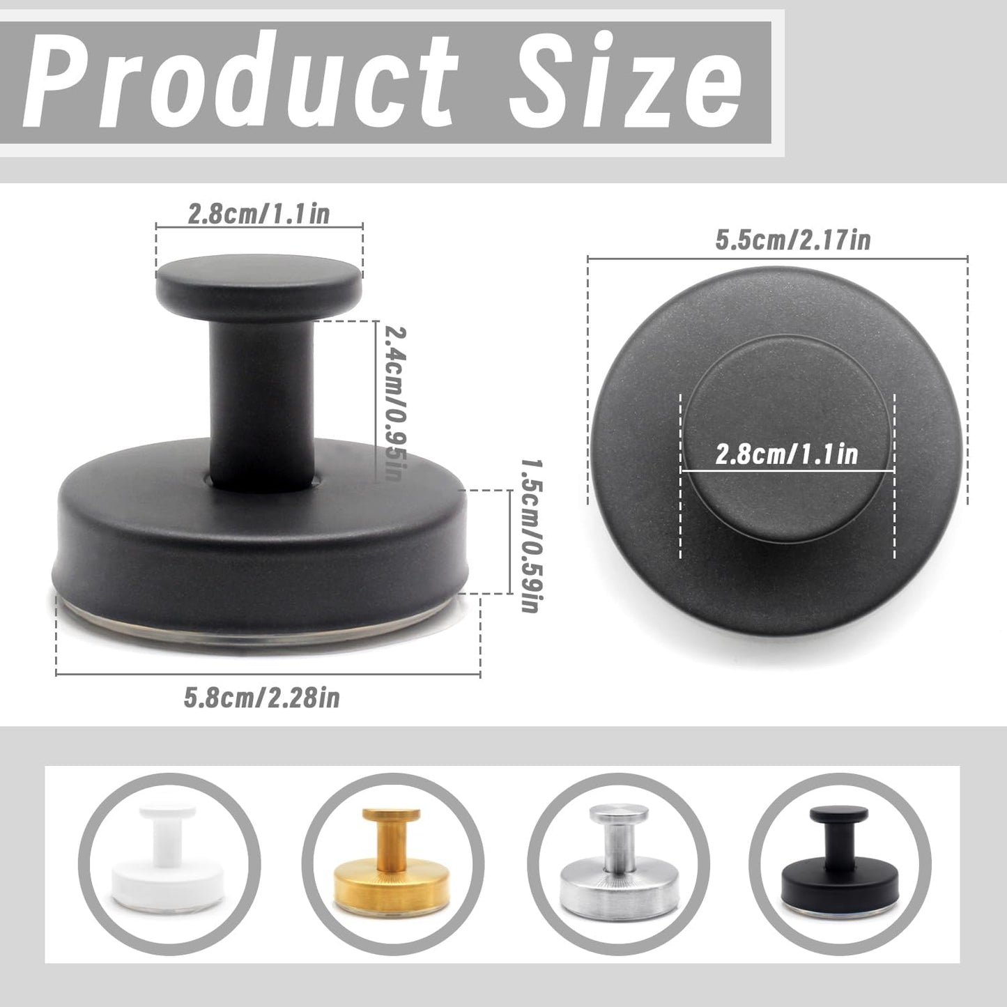 Benvo Suction Cup Hooks - No Drill Stainless Steel Hanging Hooks for Bathroom & Kitchen | 4 Pack, Grey