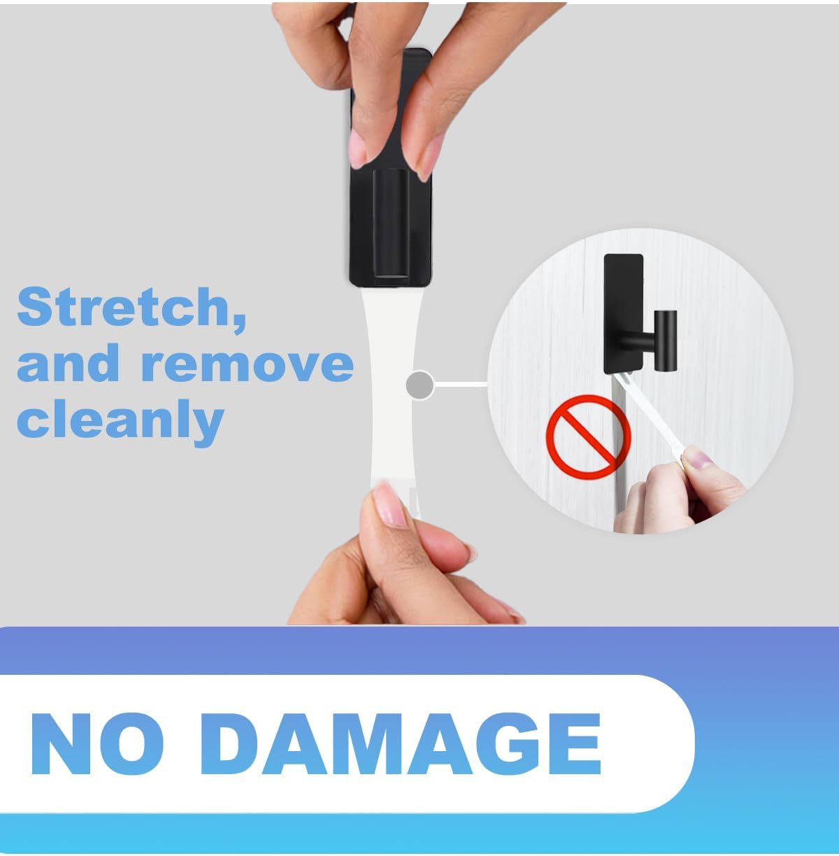 Skiennix Heavy-Duty Towel Hooks - Adhesive Wall Hooks with Removable Strips | X-Large Black 304 Stainless Steel