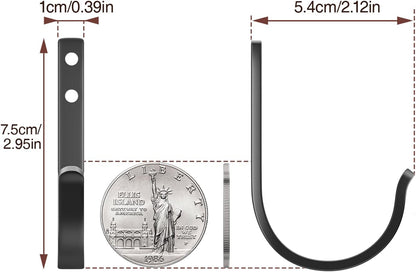 Niffgaff 10-Pack Outdoor Wall Hooks - 30LB Metal Hangers for Coats, Towels, and Backpacks | Black