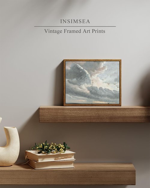 InSimSea Framed Canvas Wall Art - Vintage Clouds and Sunset Paintings for Home, Office, Bedroom | 8x10