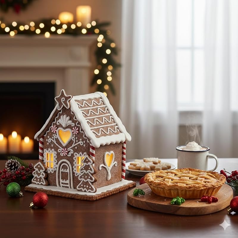 LED Clay Dough Sweet Love House 6.5in - Battery Timer Ultralight Decor