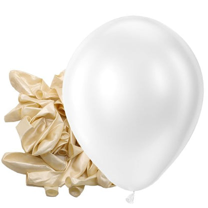 Bezente Pearl White Latex Party Balloons - 150 Pack 5 Inch Matte Small Ivory Helium Pearlescent White Balloons for Anniversary Wedding Baby Shower Birthday Party Decorations