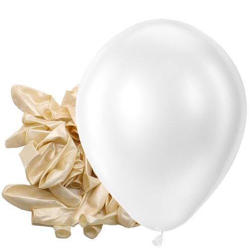 Bezente Pearl White Latex Party Balloons - 150 Pack 5 Inch Matte Small Ivory Helium Pearlescent White Balloons for Anniversary Wedding Baby Shower Birthday Party Decorations