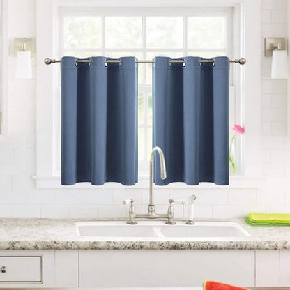 ChrisDowa Small Window Curtains - Grommet Thermal Insulated Room Darkening Panels, Stone Blue, 42 x 36 Inch
