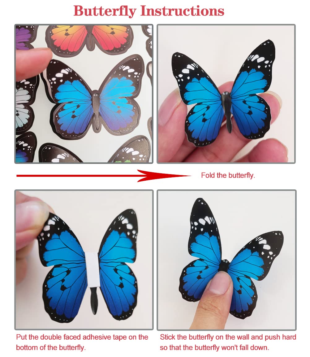 Skiennix 80 PCS Butterfly Wall Decals - 3D Home Decor Stickers for Stunning Room Transformation