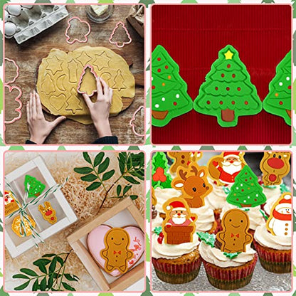 Christmas Cookie Cutters Set - 16 Plastic Baking Shapes for Holiday Cookies
