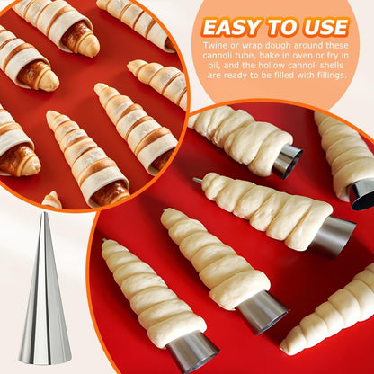 Skiennix 35-Piece Cream Horn Kit - Stainless Steel Cannoli Forms & Baking Pans for Pastries