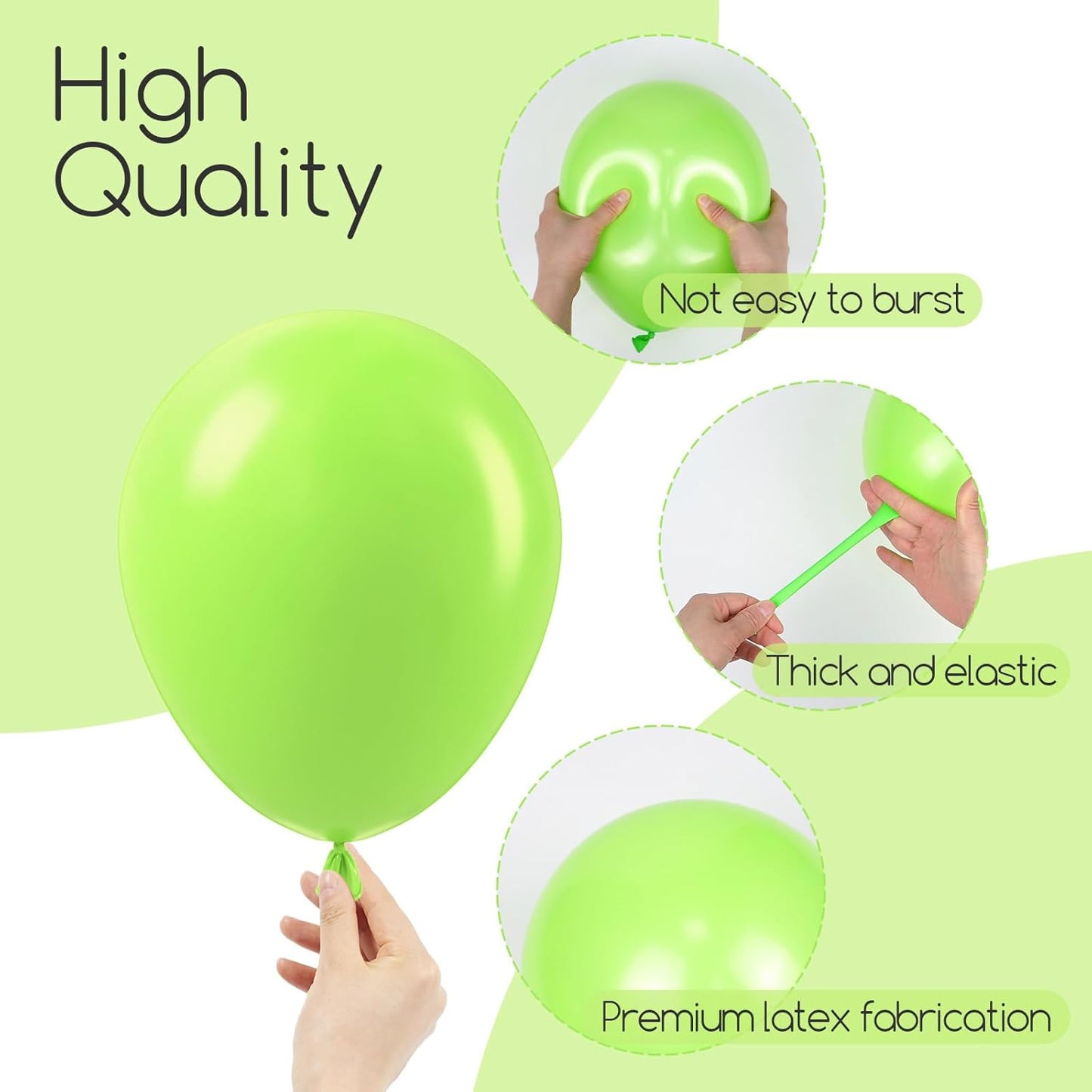 Skiennix Lime Green Balloons - 120pcs in 5-18 Inch Sizes for Dinosaur Baby Shower & Birthday Party Decor
