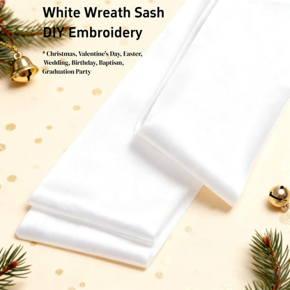 Skiennix 4 Pack White Wreath Sash - DIY Satin Blank Accessories for Front Door Decor | Gift Box Included