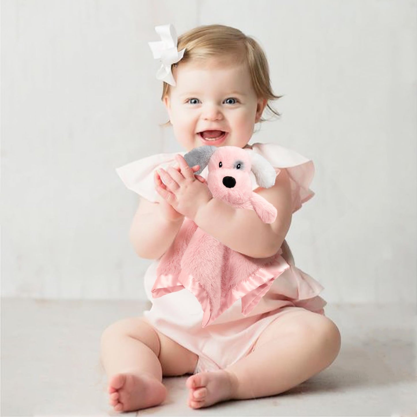 Skiennix Puppy Security Blanket - Soft Plush Lovey for Infants & Toddlers | Pink 16 Inch