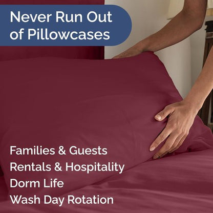 King Pillow Cases by LuxeDream - Ultra Soft Hotel Quality Covers - Wrinkle Free & Easy Care - 8 Piece Set in Burgundy