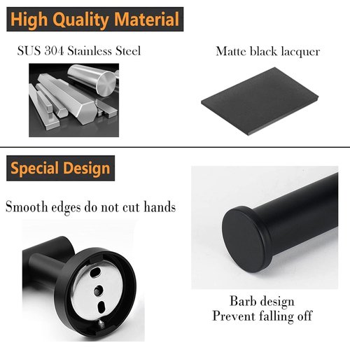 Sotuai Toilet Paper Holder - SUS 304 Stainless Steel Toilet Paper Holder Wall Mount, Toilet Paper Roll Holder for Bathroom, Kitchen, Washroom - Matte Black