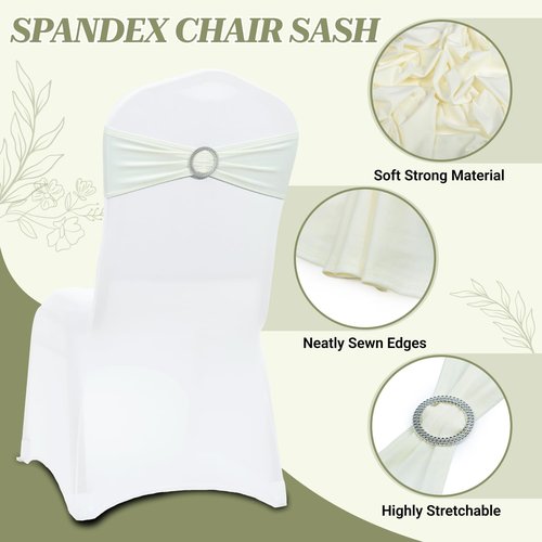 MDS Spandex Chair Sashes - Universal Fit Elastic Stretch Bow Ties for Weddings & Events | Ivory, Pack of 125