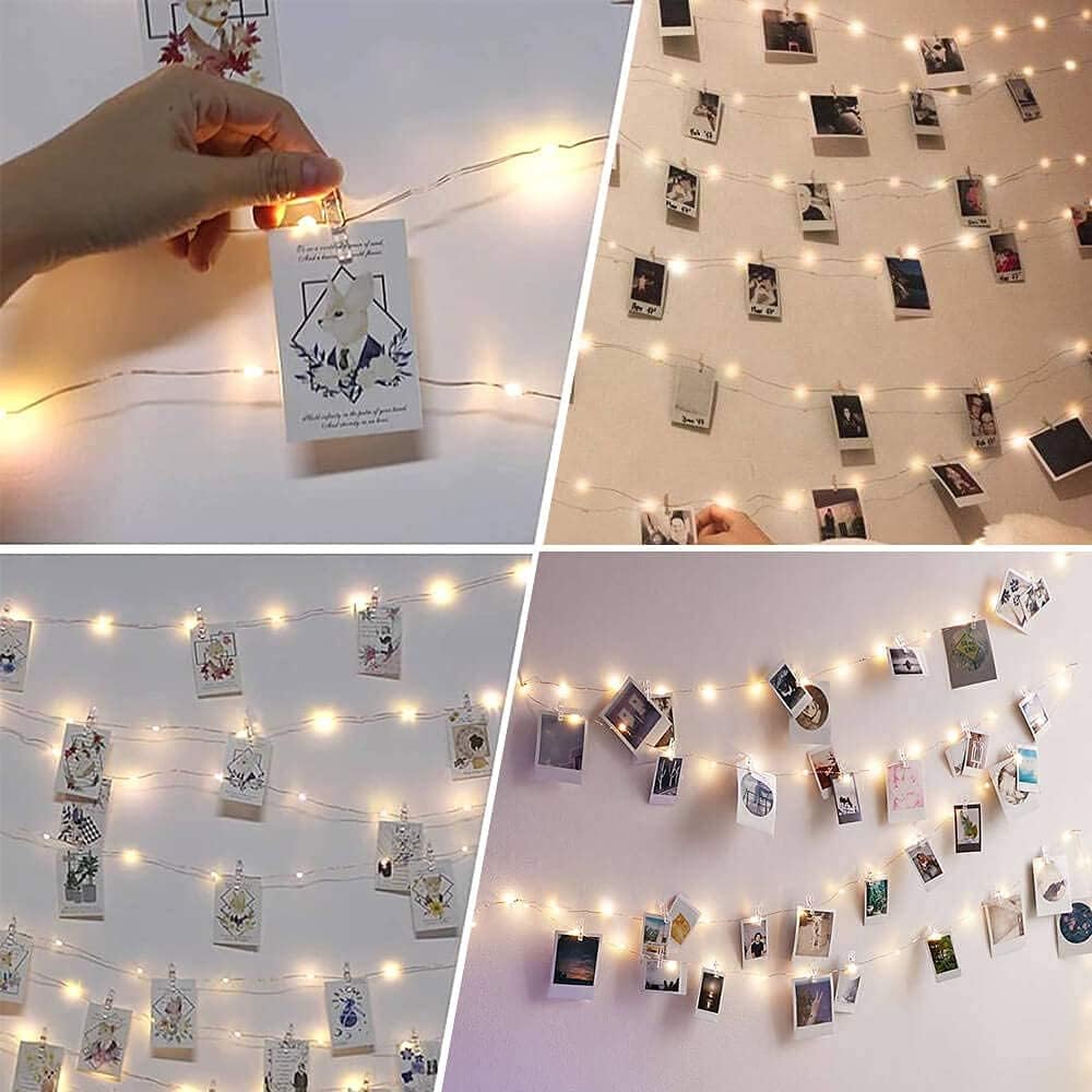 Photo Clip String Light - 33Ft 100LED Fairy Lights with Timer & 50 Clear Clips for Bedroom Decor