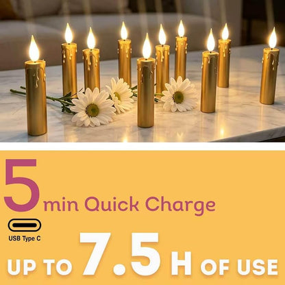 Rechargeable Flameless Clip-On Christmas Tree Candles with Remote & Timer - Gold