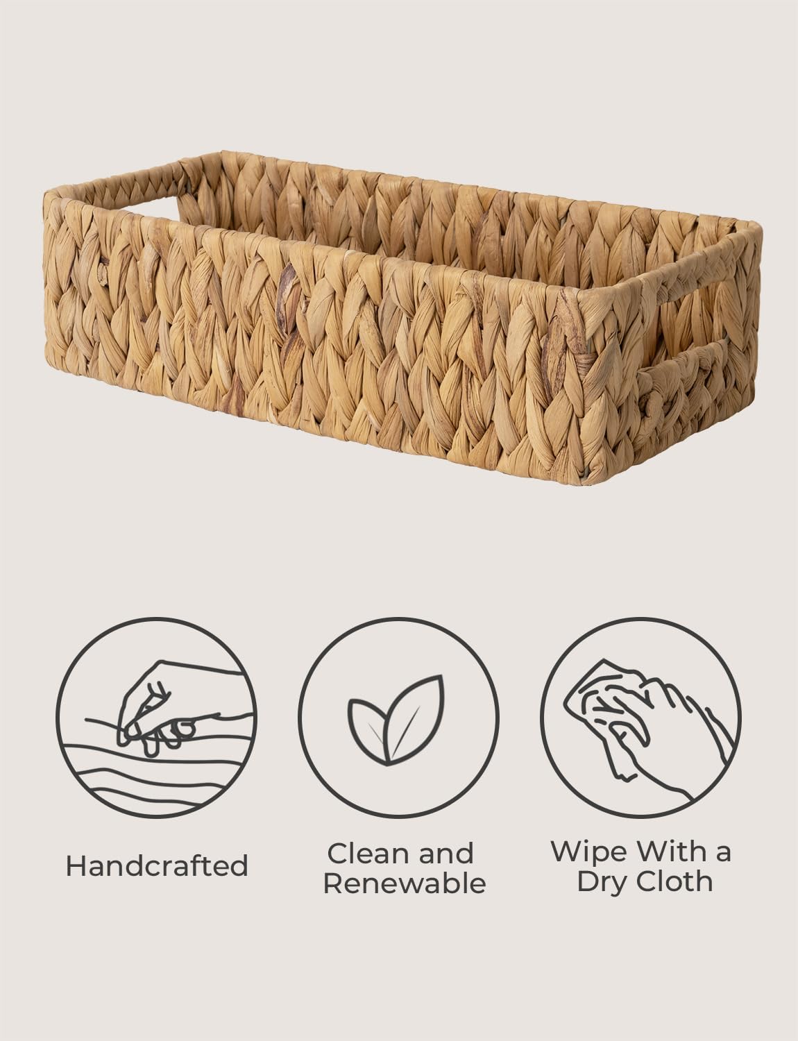 StorageWorks Water Hyacinth Basket - Stylish Wicker Storage for Toilet Paper | 14.25"L x 6.5"W x 3.75"H