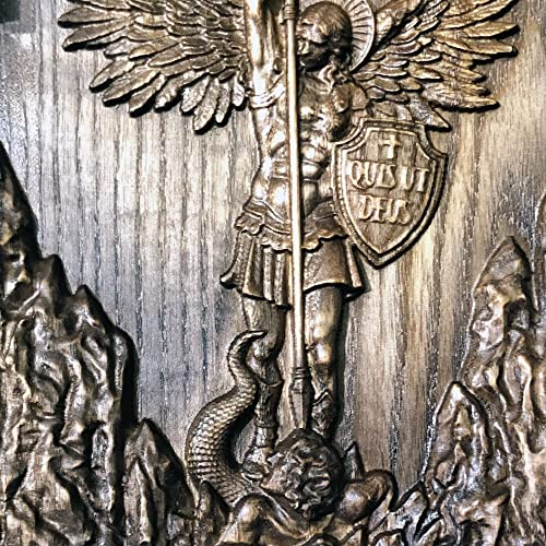 Handcrafted Wooden Christian Icon - Archangel Michael Religious Decor Gift
