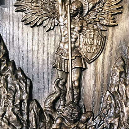 Handcrafted Wooden Christian Icon - Archangel Michael Religious Decor Gift