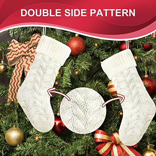 Christmas Stockings 14-Inch Knit Stocking Set - Ivory & Khaki, Pack of 4