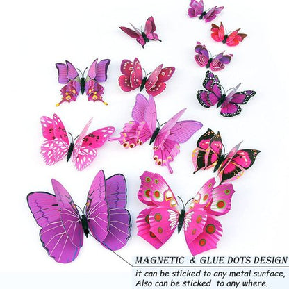 OPSEAM Butterfly Wall Decor 72 PCS, 3D Butterflies Stickers for Party Decorations with Magnets (Purple, 72)