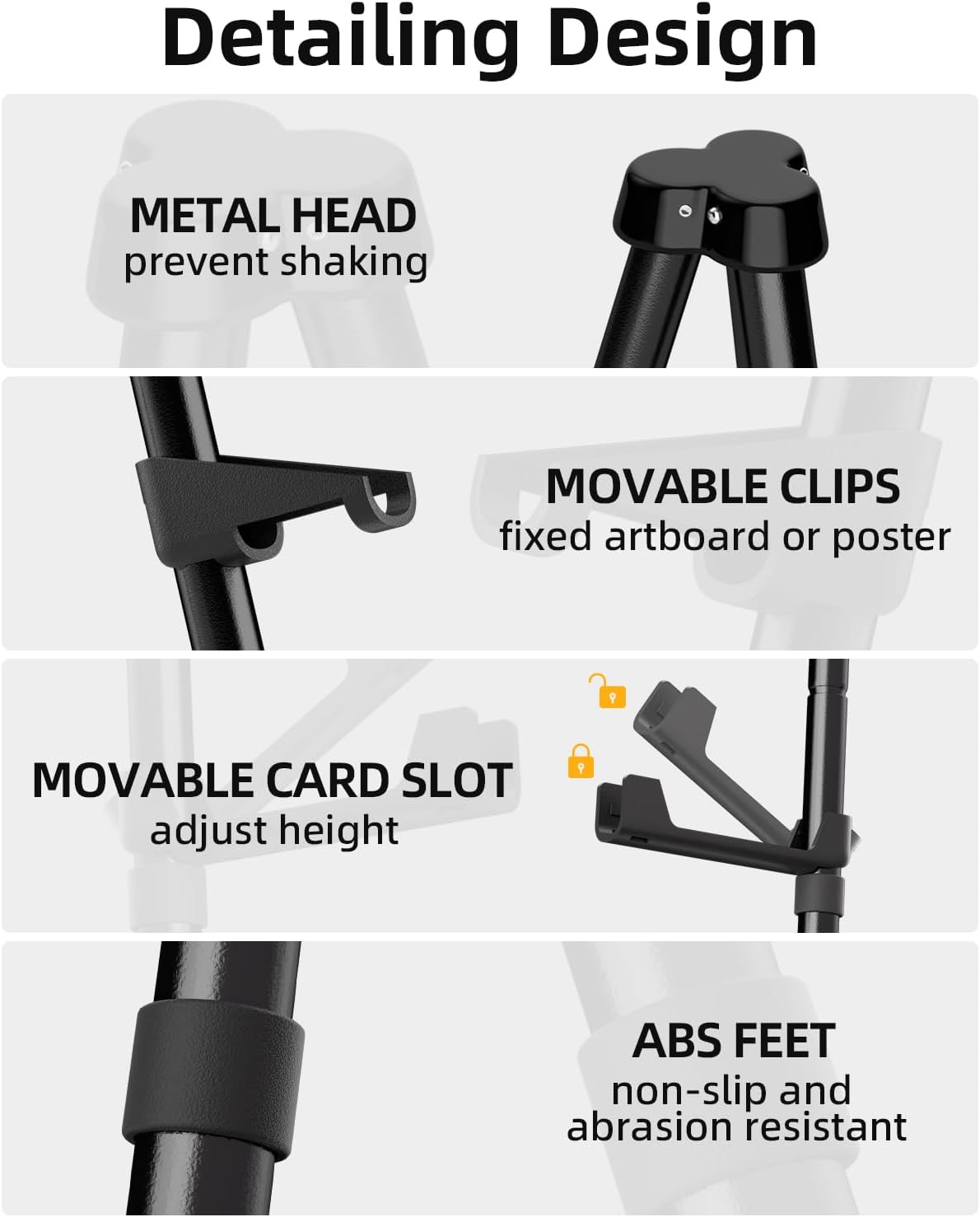 Nicpro Art Folding Easels - 63-Inch Metal Tripod Display Stands, 6 Pack with Carry Bag - Black Collapsible