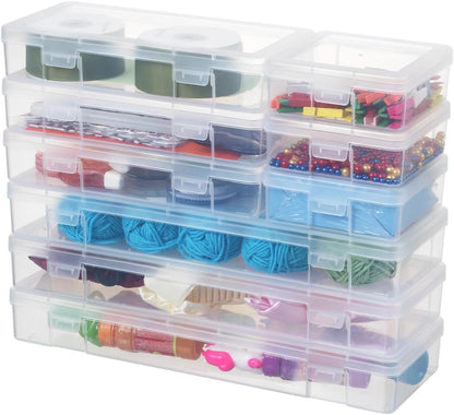 Novelinks Clear Storage Containers - Stackable Organizers with Lids for Crafts | 3 Small, 3 Medium, 3 Large