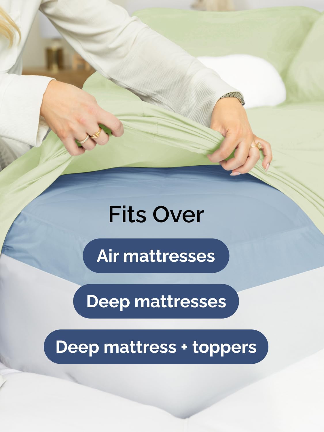 Skiennix Extra Deep Cal King Sheet Set - 6 Piece Breathable Cooling Bedding - Soft Wrinkle-Free Light Sage