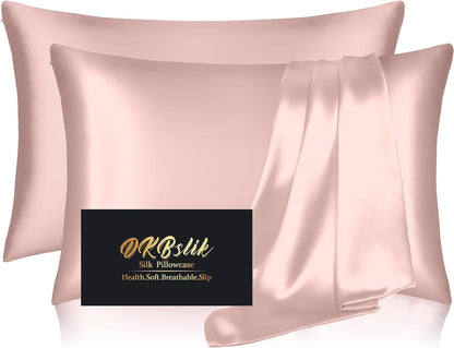 Mulberry Silk Pillowcase Set by Skiennix - Anti-Acne & Hair Care | Queen Size, Coral, 2 Pack