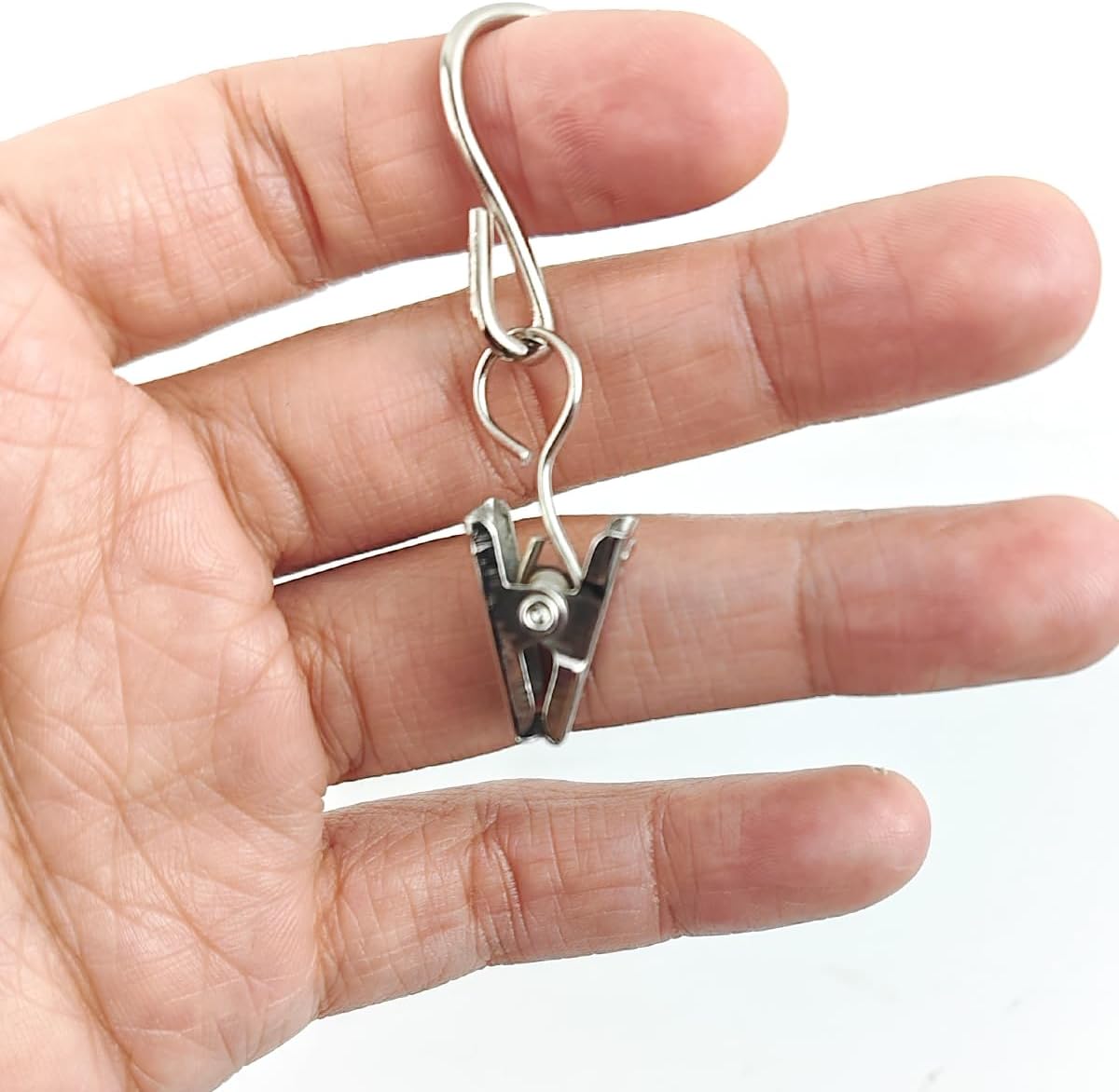 RONYOUNG Stainless Steel S Hooks - 50PCS Durable Curtain Clips for Hanging Lights & Decorations | 2.4 Inch Silver