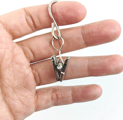 RONYOUNG Stainless Steel S Hooks - 50PCS Durable Curtain Clips for Hanging Lights & Decorations | 2.4 Inch Silver
