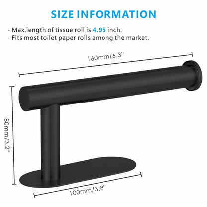 Toilet Paper Holder Self Adhesive, Eolax Toilet Roll Holder no Drilling for Bathroom Washroom, Tissue Roll Holders Wall Mount, Stainless Steel (Black)