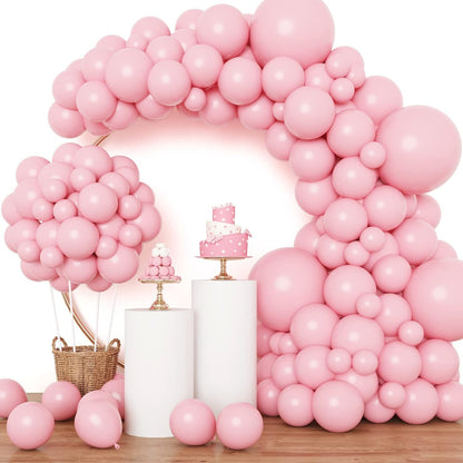 RUBFAC Pink Balloons - 129-Piece Set in Light Pastel Pink | Various Sizes for Party Decorations