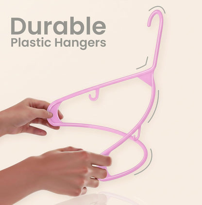 Utopia Home Plastic Hangers - Durable Space-Saving Closet Organizers - 50 Pack in Pink for Shirts, Pants & Coats