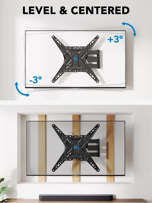 Pipishell TV Wall Mount for Most 26 32 50 55-60 inch TVs, Full Motion TV Mount with Swivel, Tilt & Extension, Single Stud Wall Mount Bracket Holds up to 77 lbs, Max VESA 400x400mm, PIMF11