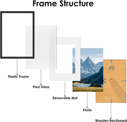 SonicPulse 8x10 Picture Frame - High Definition Plexiglass for Horizontal & Vertical Display | Black, 1 Pack