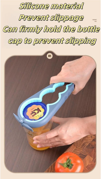 Skiennix Multi-Functional Can Opener - Easy Grip Jar Opener for Seniors & Arthritis Relief (Blue)