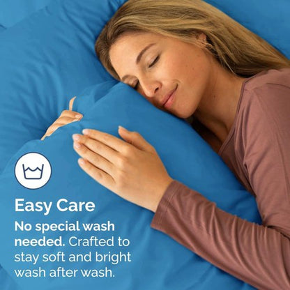 King Pillow Cases Set of 4 - Ultra Soft Hotel Quality Covers | Wrinkle-Free & Fade Resistant - Denim Blue