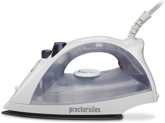 Proctor Silex Iron & Vertical Steamer - 1200 Watts, Nonstick Soleplate, Adjustable Spray, Auto Shutoff, White