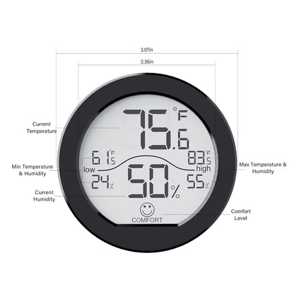 SECRUI Hygrometer Thermometer - Accurate Indoor Temperature & Humidity Meter | LCD Display, Black