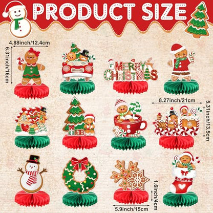 12 Pack Gingerbread Honeycomb Centerpieces for Christmas Party Decor
